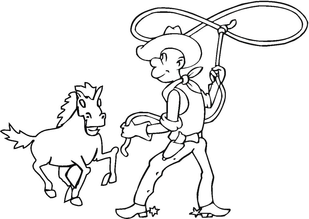 Hest Og Cowboy Tegninger til Farvelægning