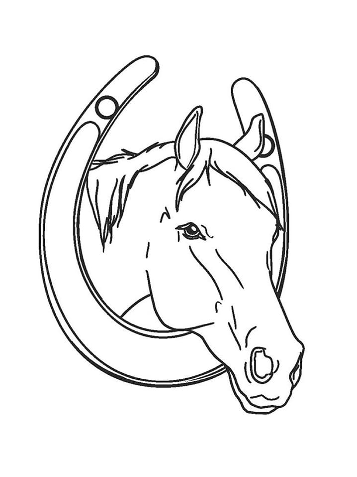 Hest Og Hestesko Tegninger til Farvelægning