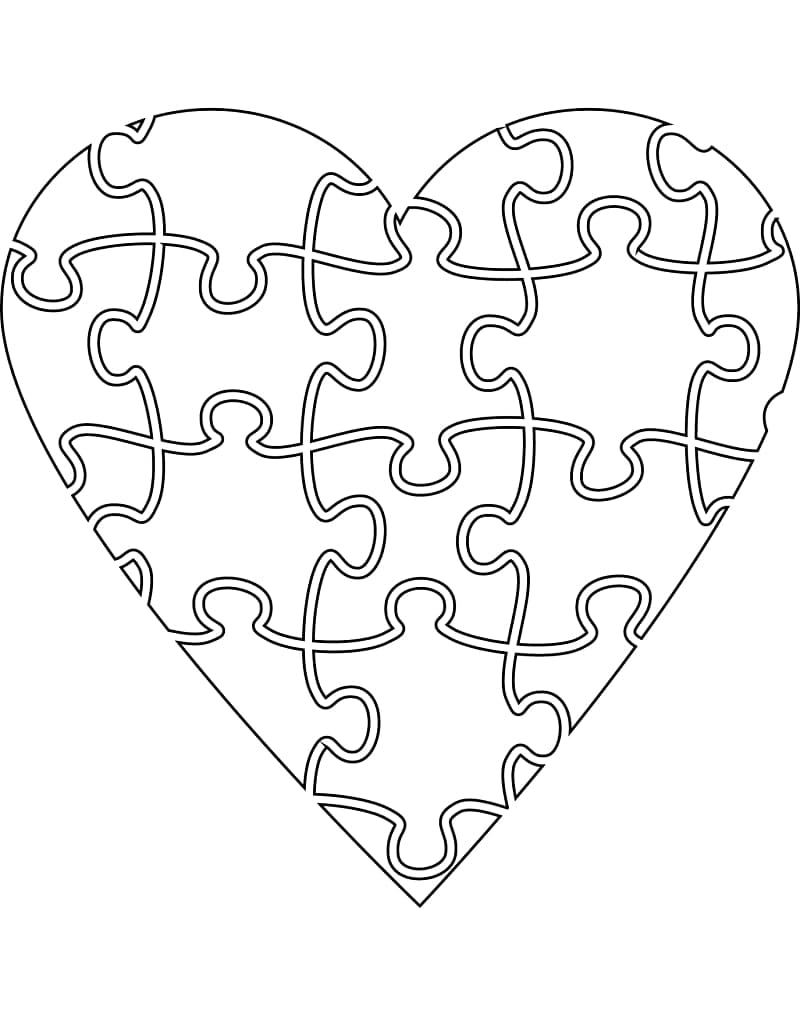 Hjerte Jigsaw Puzzles Tegninger til Farvelægning