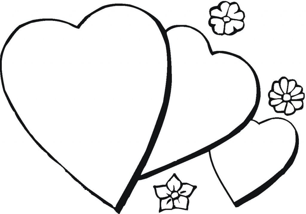 Hjerter Og Blomster Tegninger til Farvelægning