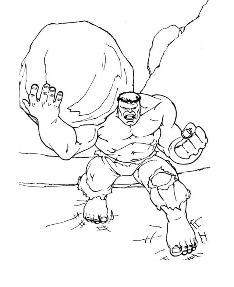 Hulk Holder En Sten Tegninger til Farvelægning