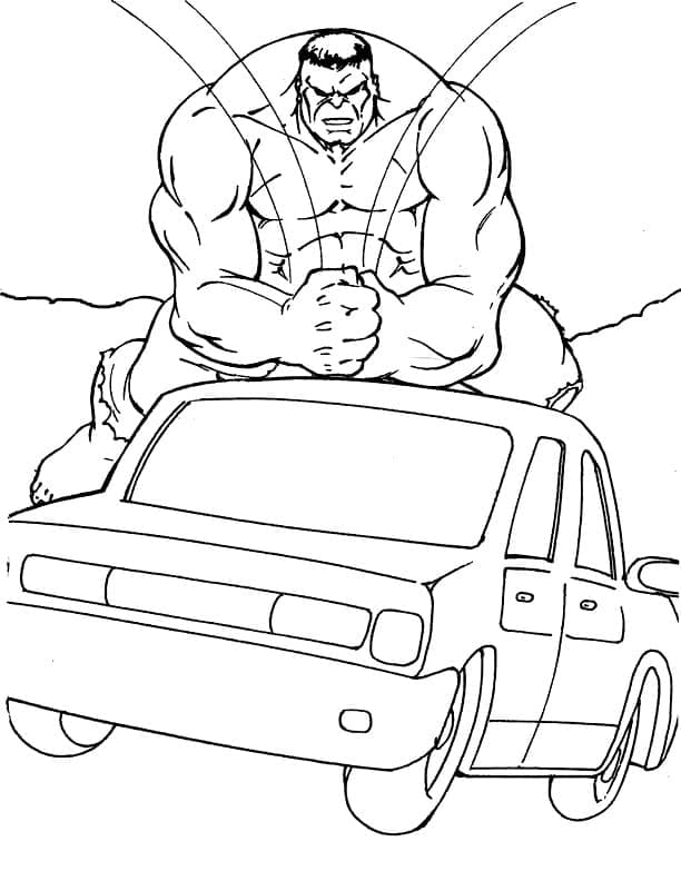 Hulk Og En Bil Tegninger til Farvelægning