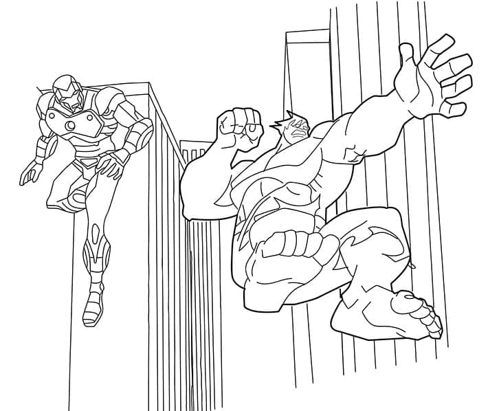 Iron Man Og Hulk Tegninger til Farvelægning