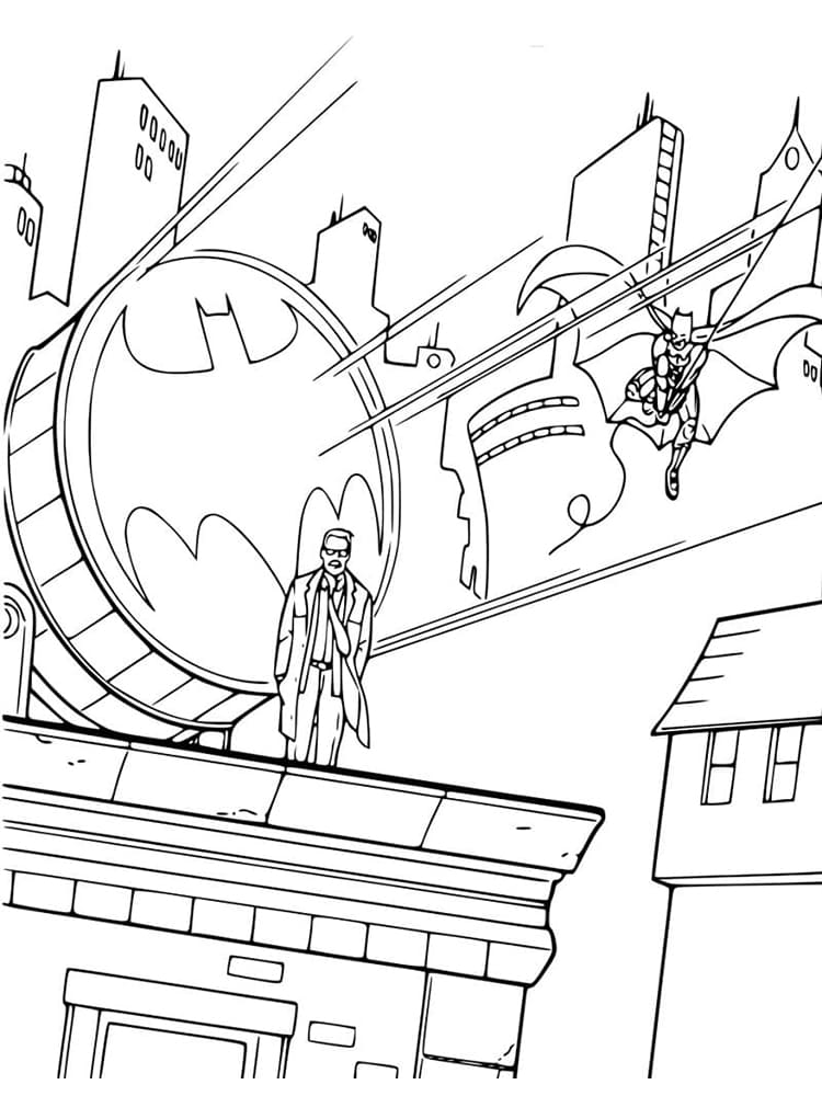 James Gordon Og Batman Tegninger til Farvelægning