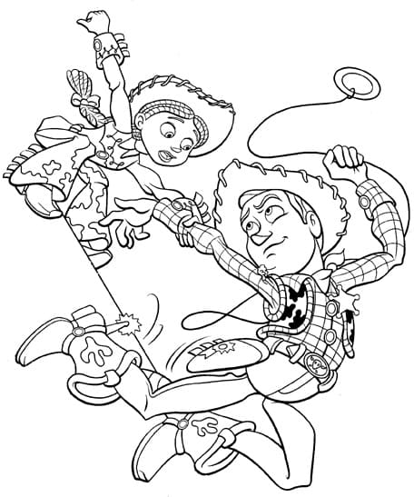 Jessie og Woody Toy Story Tegninger til Farvelægning
