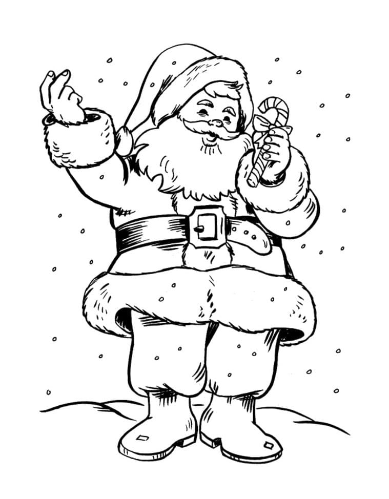 Julemanden Med En Slikstokke Tegninger til Farvelægning