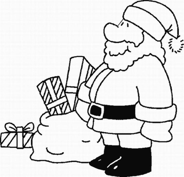 Julemanden Og Gaver Tegninger til Farvelægning