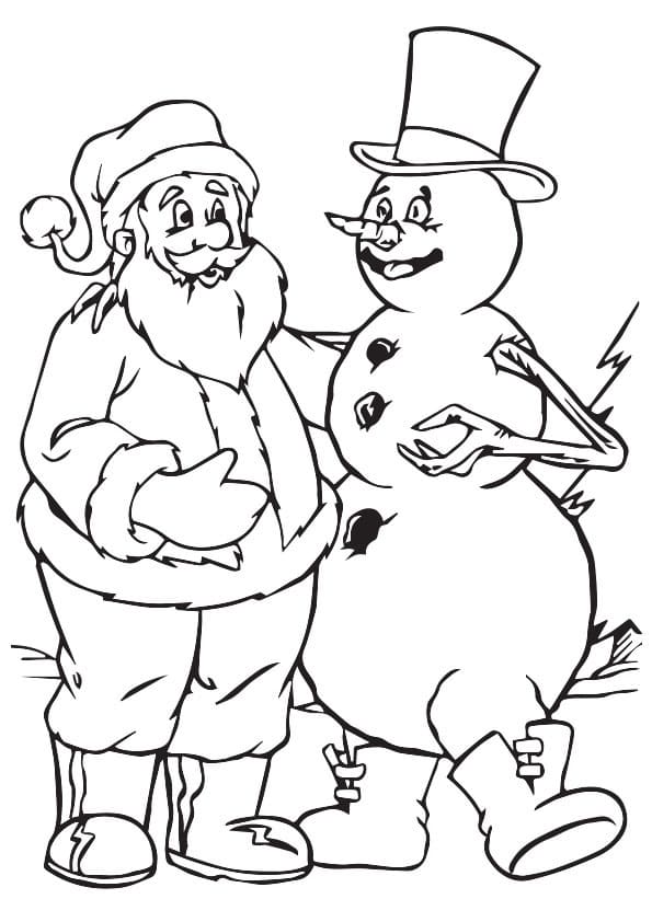 Julemanden Og Snemanden Tegninger til Farvelægning