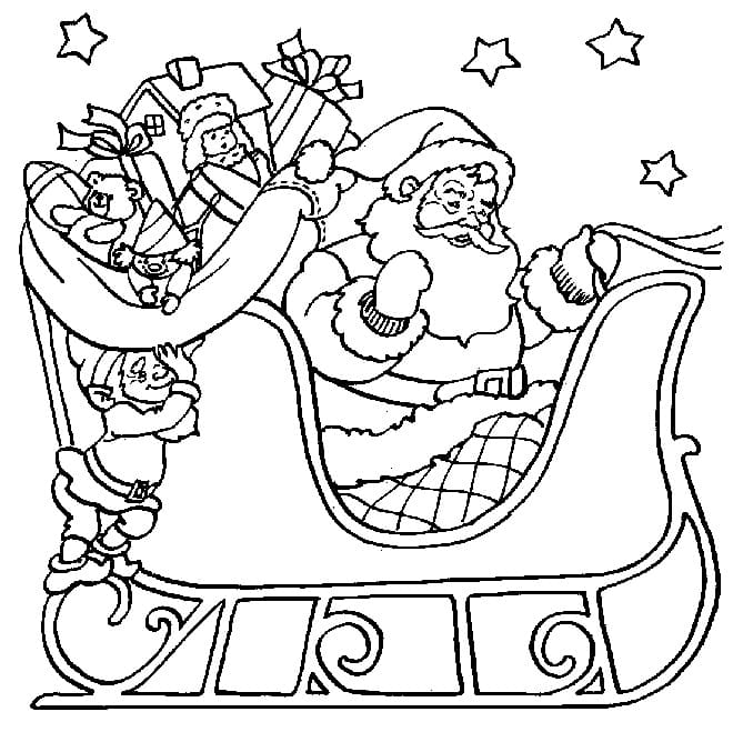 Julemanden På Sin Slæde Tegninger til Farvelægning