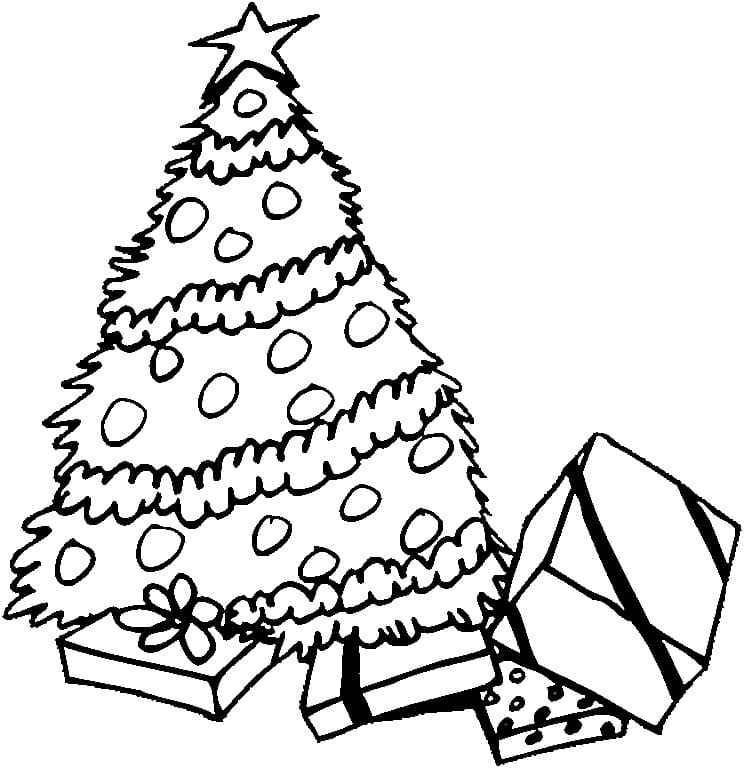 Juletræ Med Gaveæsker Tegninger til Farvelægning