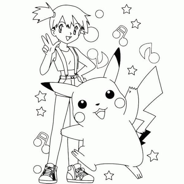 Kasumi Og Pikachu Tegninger til Farvelægning
