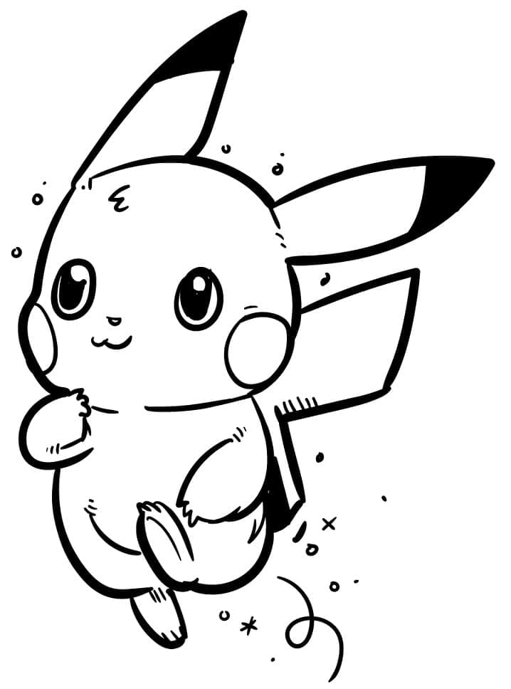 Kawaii Pikachu Løber Tegninger til Farvelægning