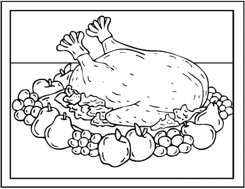 Lækker Thanksgiving-kylling Tegninger til Farvelægning