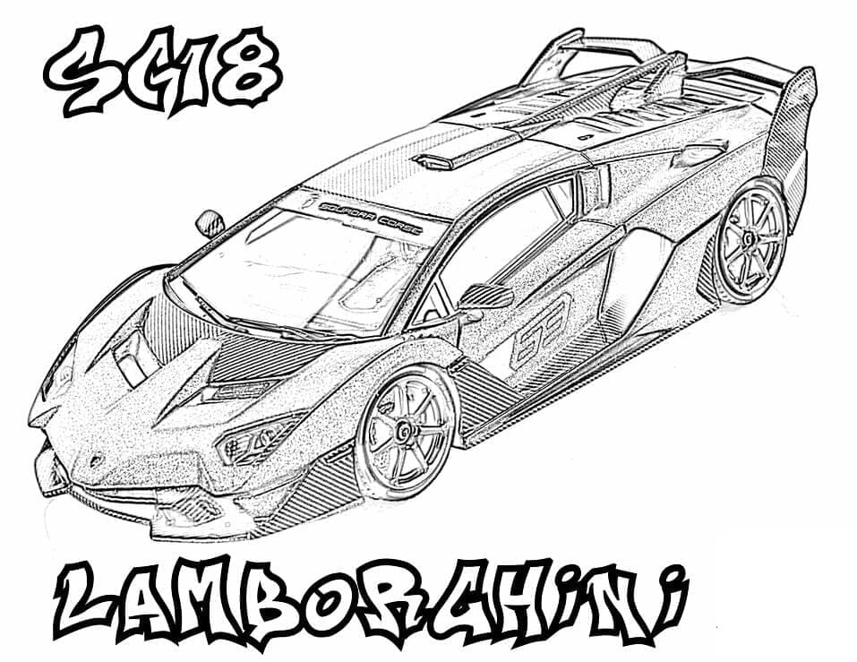 Lamborghini SC18 Tegninger til Farvelægning