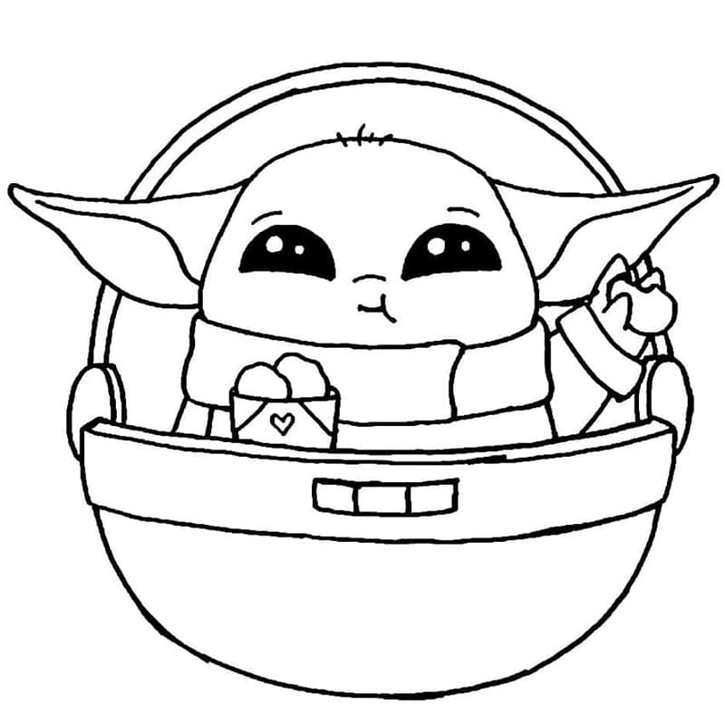 Lille Baby Yoda Tegninger til Farvelægning