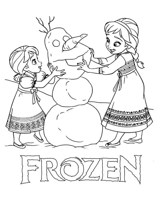 Lille Elsa Og Anna Fra Frozen Tegninger til Farvelægning