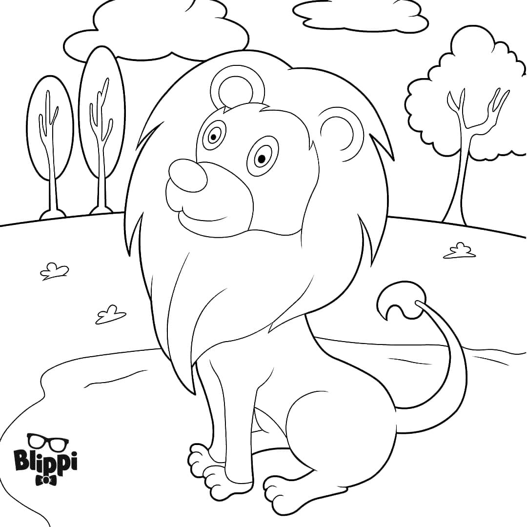 Løve fra Blippi Tegninger til Farvelægning
