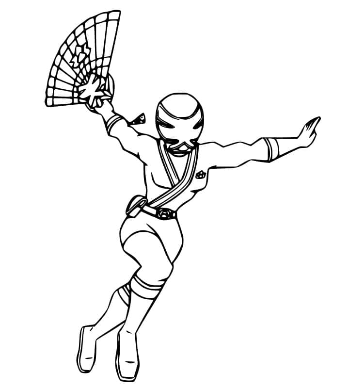 Lyserød Power Ranger Samurai Holder Ventilator Tegninger til Farvelægning