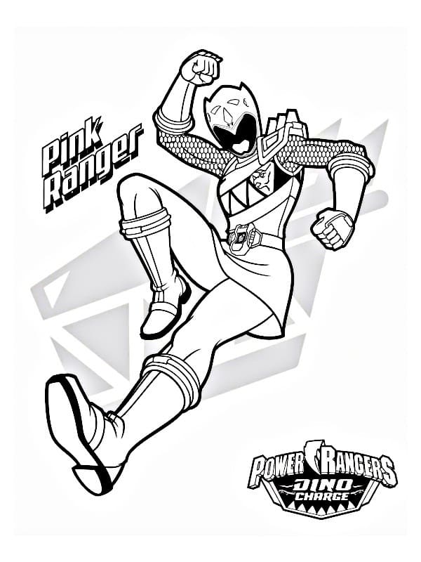 Lyserøde Power Rangers Tegninger til Farvelægning