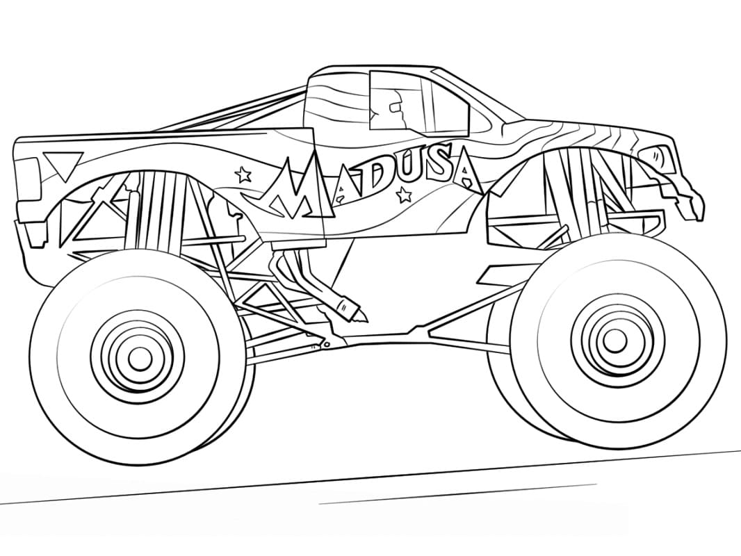 Madusa Monstervogn Tegninger til Farvelægning