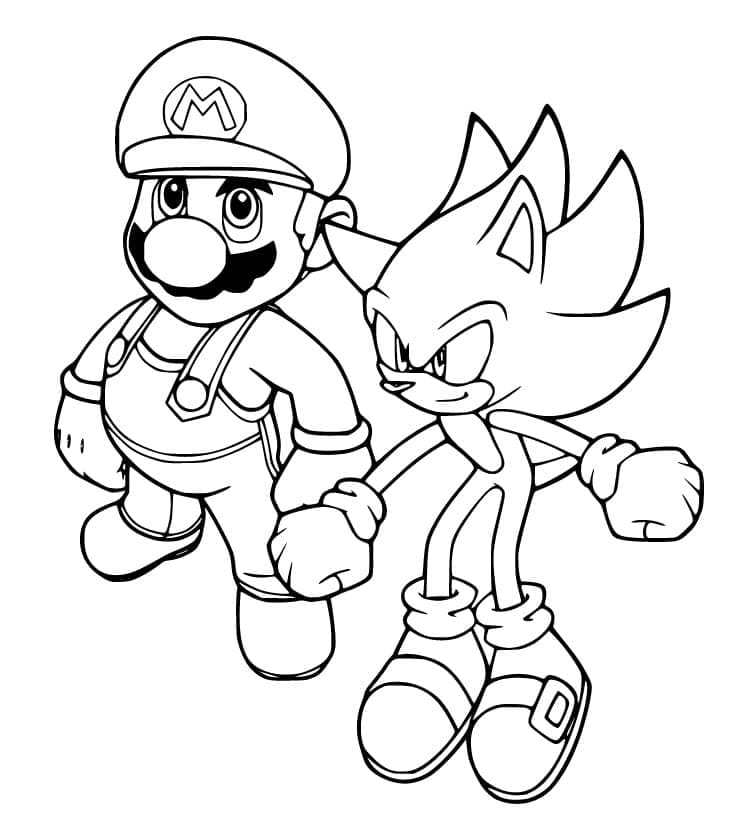 Mario Og Sonic Tegninger til Farvelægning