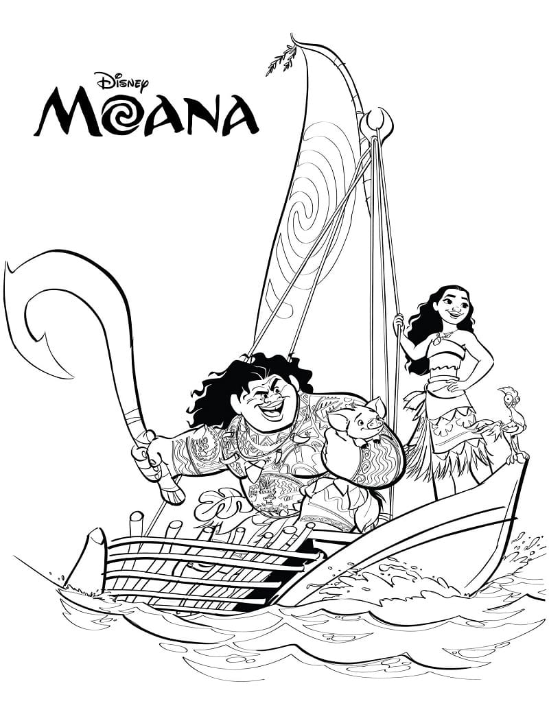 Maui Og Moana Tegninger til Farvelægning