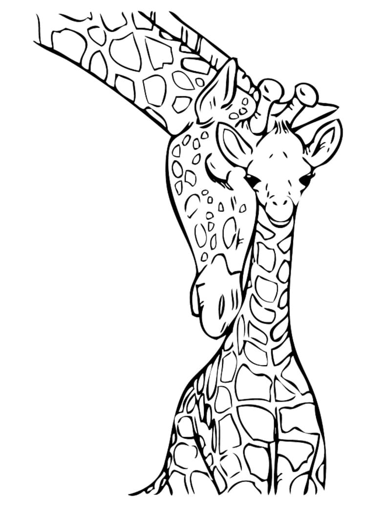 Mor Og Baby Giraf Tegninger til Farvelægning