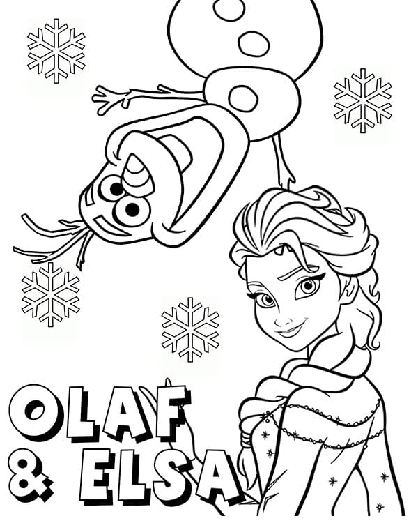 Olaf Og Elsa Fra Frozen Tegninger til Farvelægning