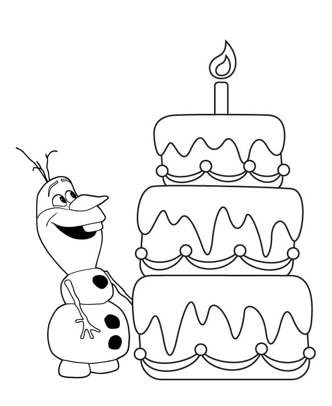 Olaf Og Fødselsdagskage Tegninger til Farvelægning