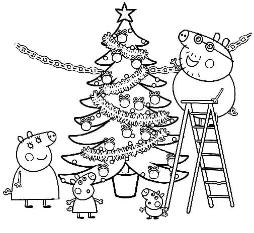 Peppa Gris Juletræ Tegninger til Farvelægning