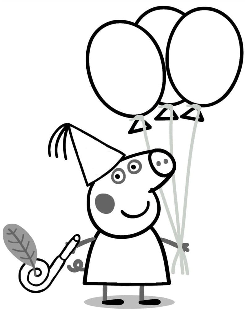 Peppa Gris På Fødselsdag Tegninger til Farvelægning
