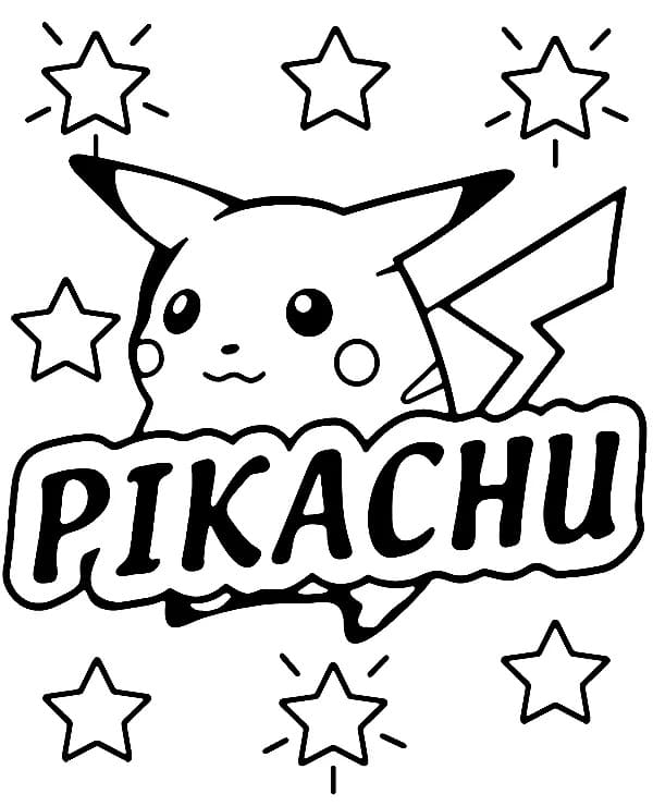 Pikachu Med Stjerner Tegninger til Farvelægning