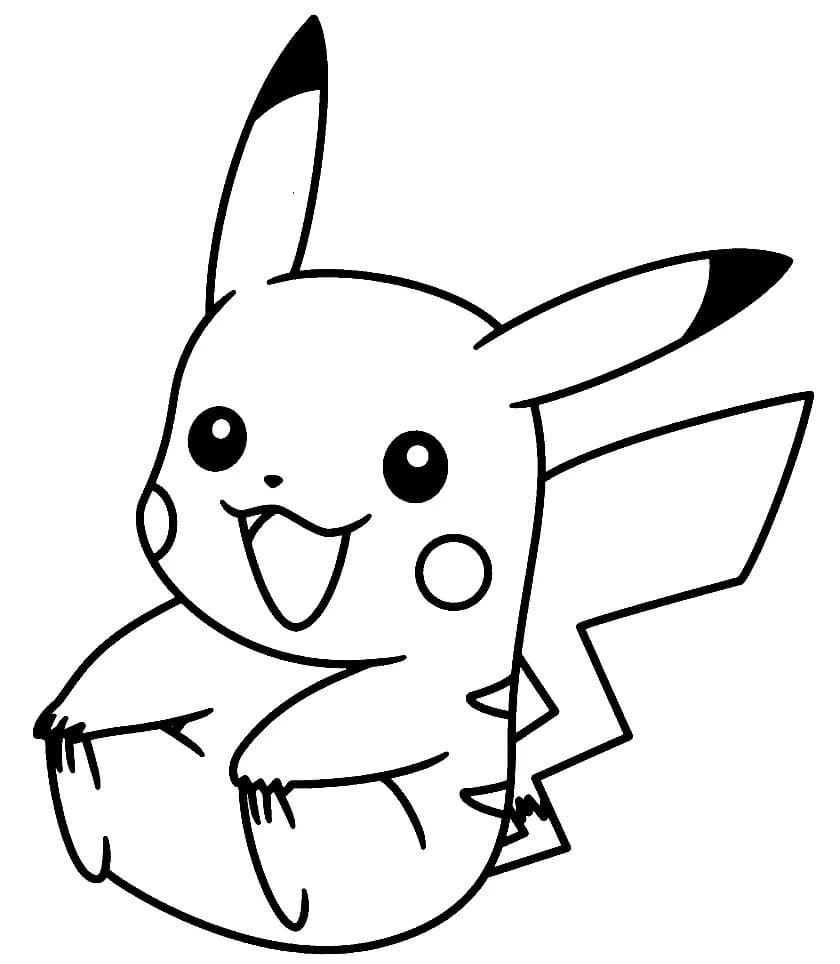 Pikachu Sidder Sød Tegninger til Farvelægning