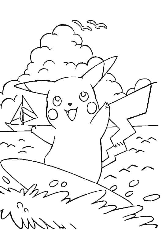 Pikachu Surfing Tegninger til Farvelægning