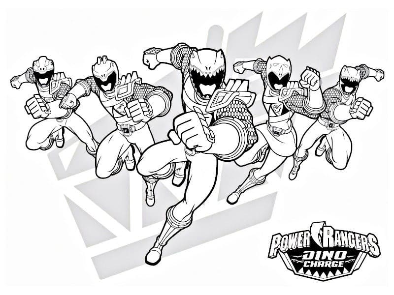Power Rangers Dino Charge-Angreb Tegninger til Farvelægning