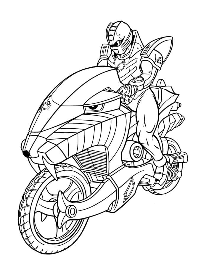Power Rangers På En Moto Tegninger til Farvelægning