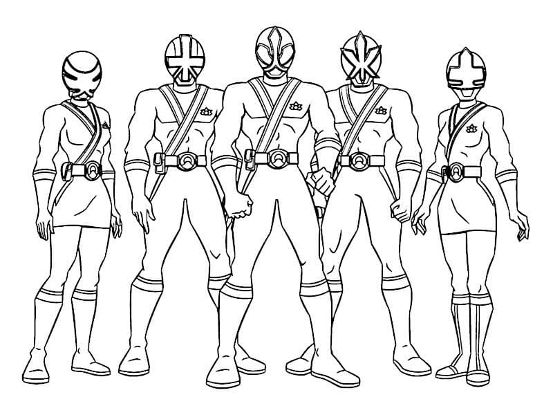 Power Rangers Samurai Stående Tegninger til Farvelægning