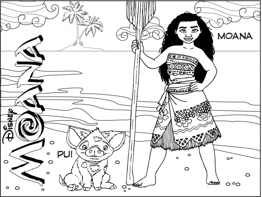 Pua Og Moana Tegninger til Farvelægning