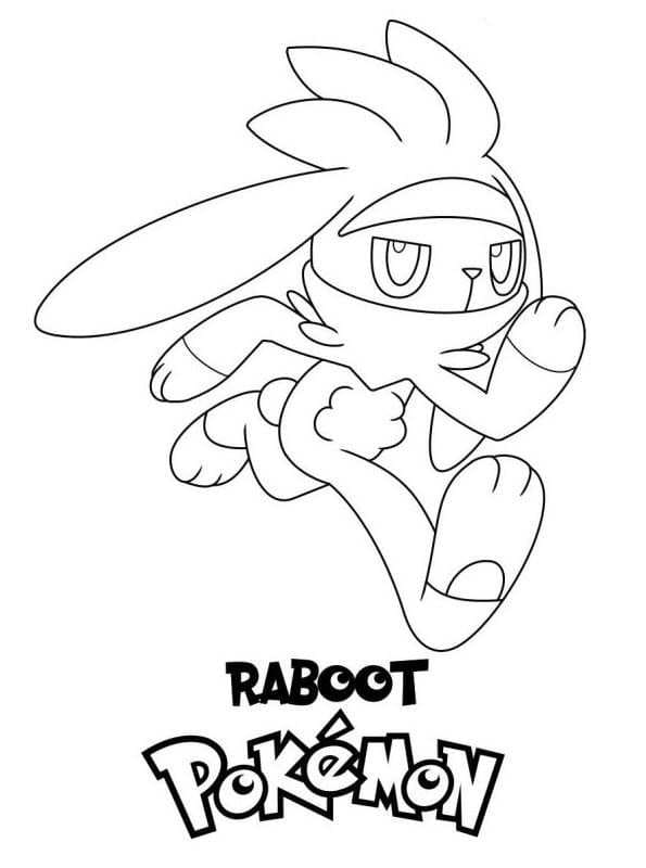 Raboot Pokemon Tegninger til Farvelægning