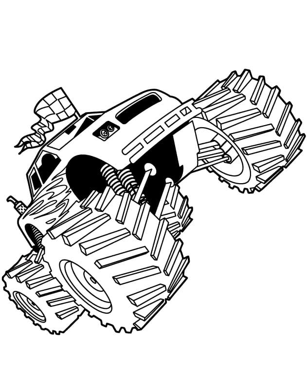 Racermonster Lastbil Tegninger til Farvelægning