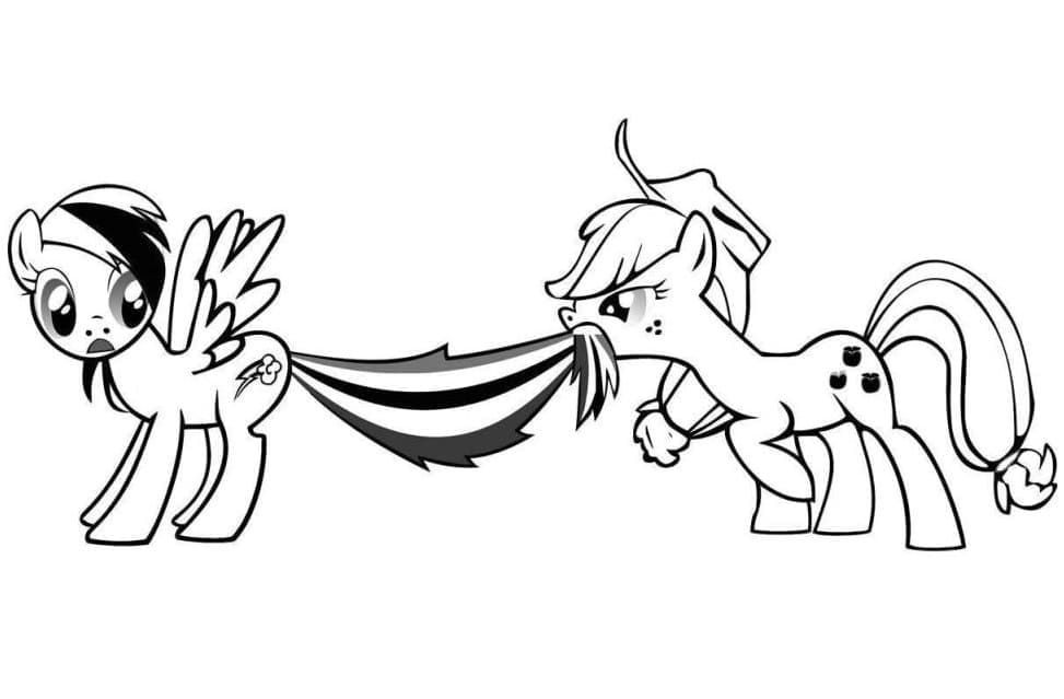 Rainbow Dash og Applejack My Little Pony Tegninger til Farvelægning