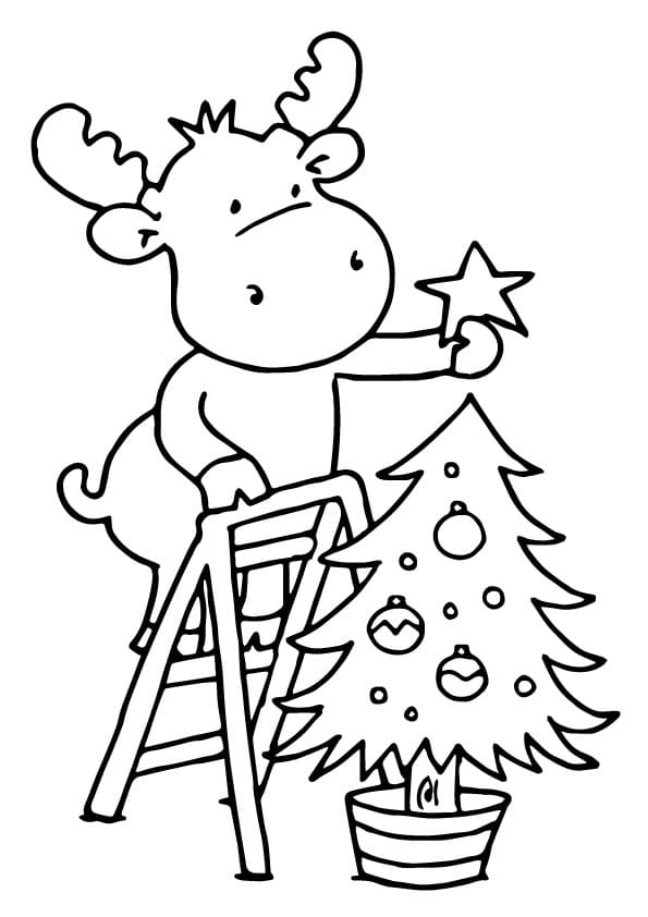 Rensdyr Dekoration Juletræ Tegninger til Farvelægning