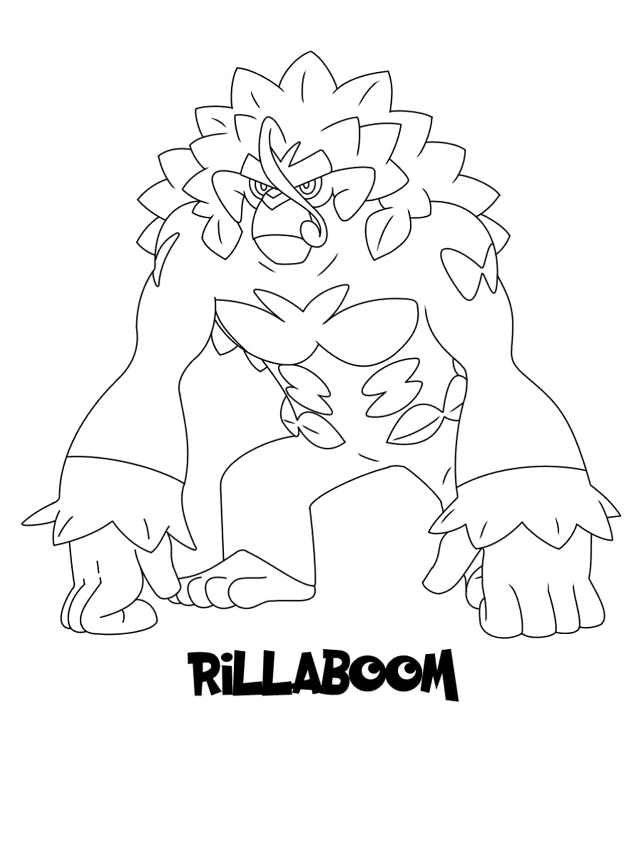 Rillaboom Pokemon Tegninger til Farvelægning