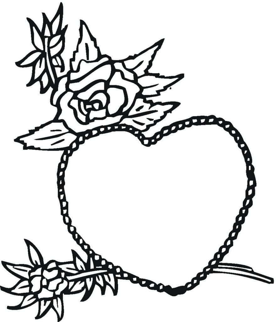 Rose Og Hjerte Tegninger til Farvelægning