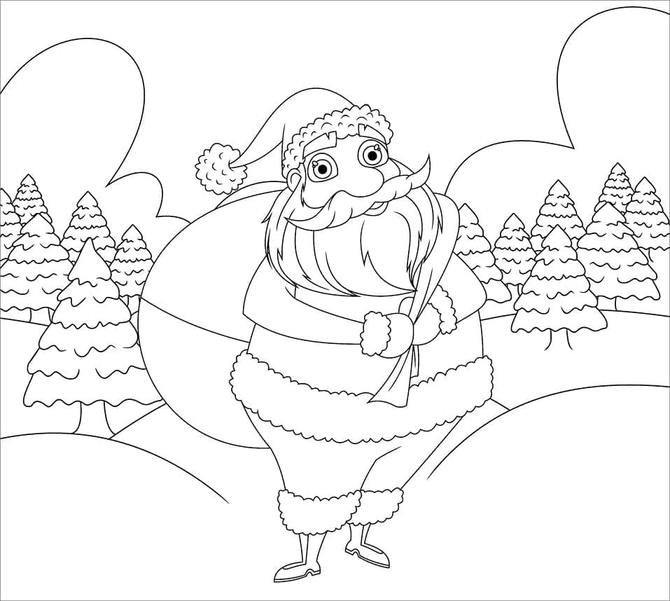 Santa Claus and Christmas Bag Tegninger til Farvelægning