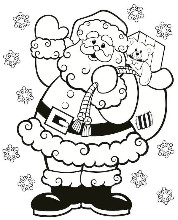 Santa Claus and Gifts Bag Tegninger til Farvelægning