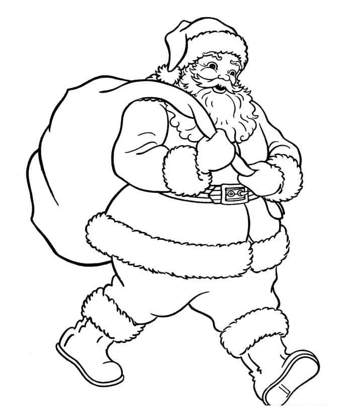 Santa Claus and His Sack Tegninger til Farvelægning