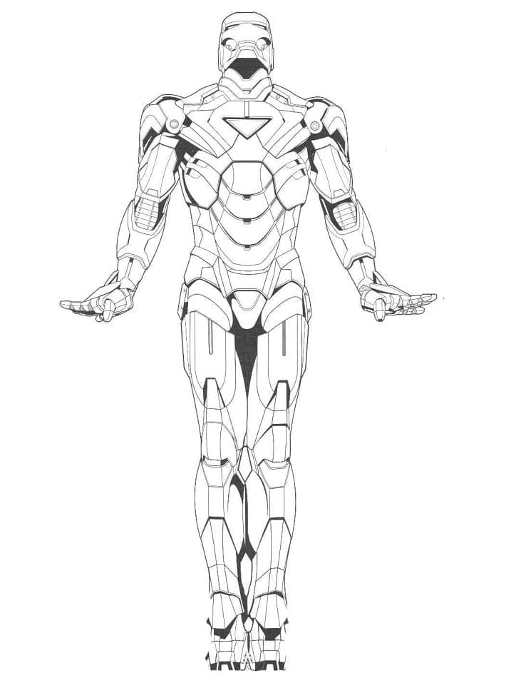 Sej Iron Man Stående Tegninger til Farvelægning