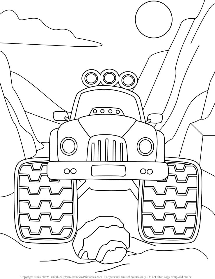 Sej Monster Truck Gratis Udskrivbar Tegninger til Farvelægning
