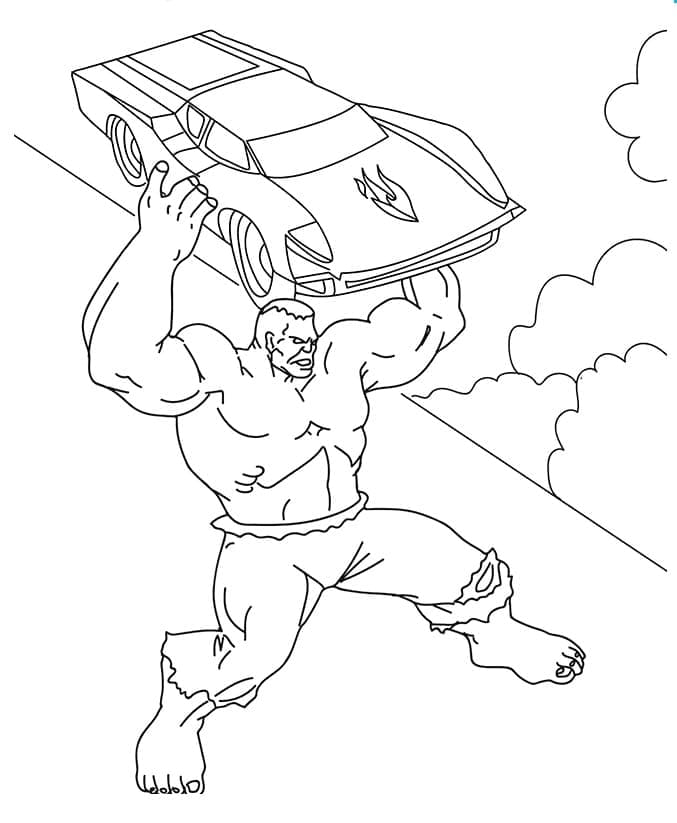 Seje Hulk Holder En Bil Tegninger til Farvelægning